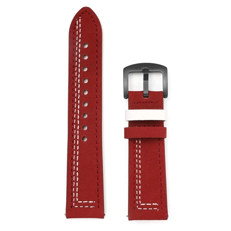 20mm Universal leather strap - Brown / Blue Stitch
