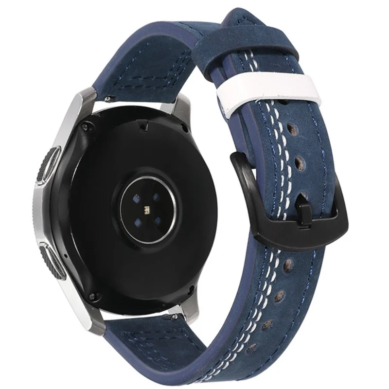 22mm Universal leather strap - Brown / Blue Stitch