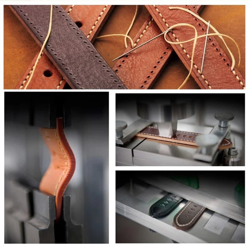 22mm Universal leather strap - Brown / Blue Stitch