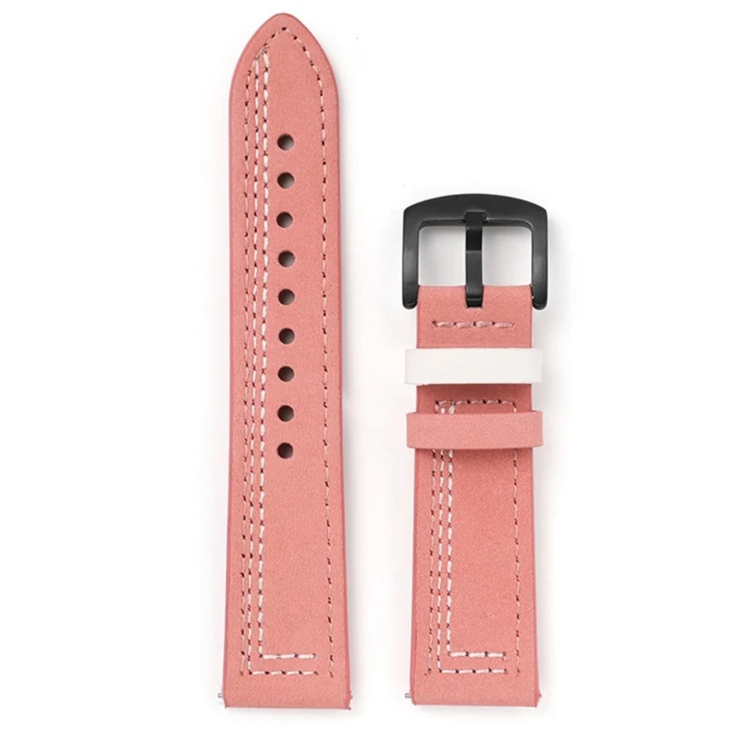 22mm Universal leather strap - Brown / Blue Stitch