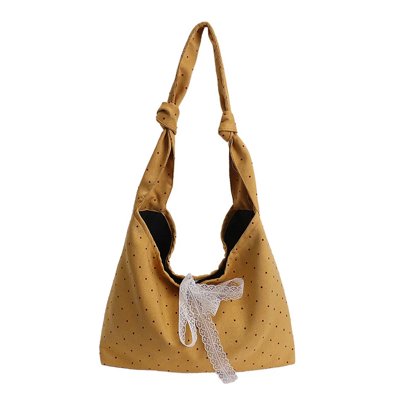 Polka Dot Canvas Hobo Tasche