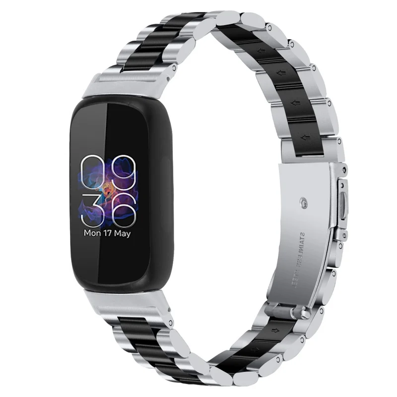 Fitbit Inspire 3 stainless steel bead style strap - Silver / Black