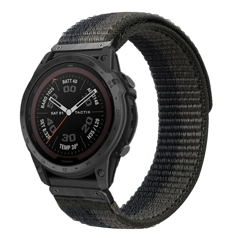 26mm nylon strap for Garmin watch - Black / Grey