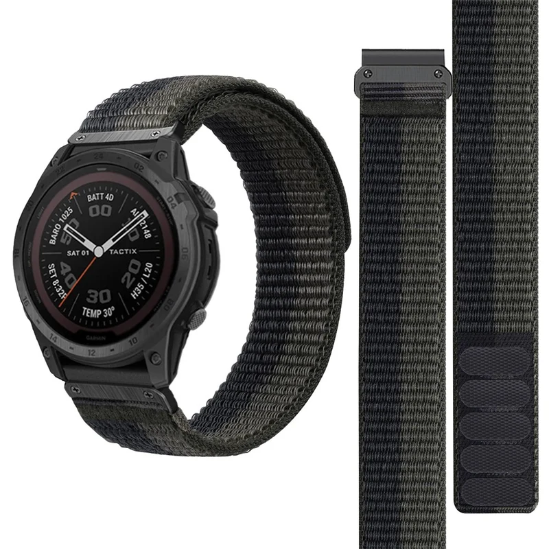 26mm nylon strap for Garmin watch - Black / Grey