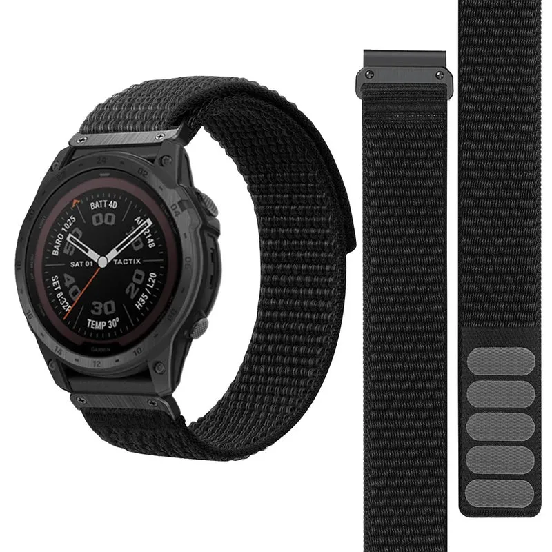 26mm nylon strap for Garmin watch - Black / Grey