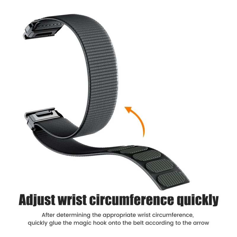 26mm nylon strap for Garmin watch - Black / Grey