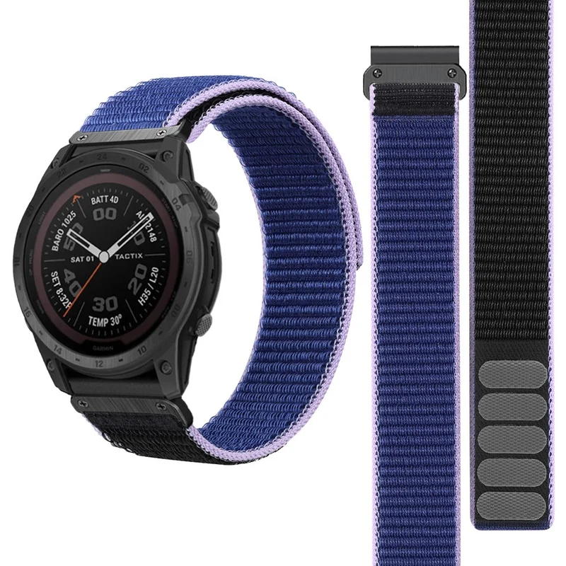 26mm nylon strap for Garmin watch - Black / Grey