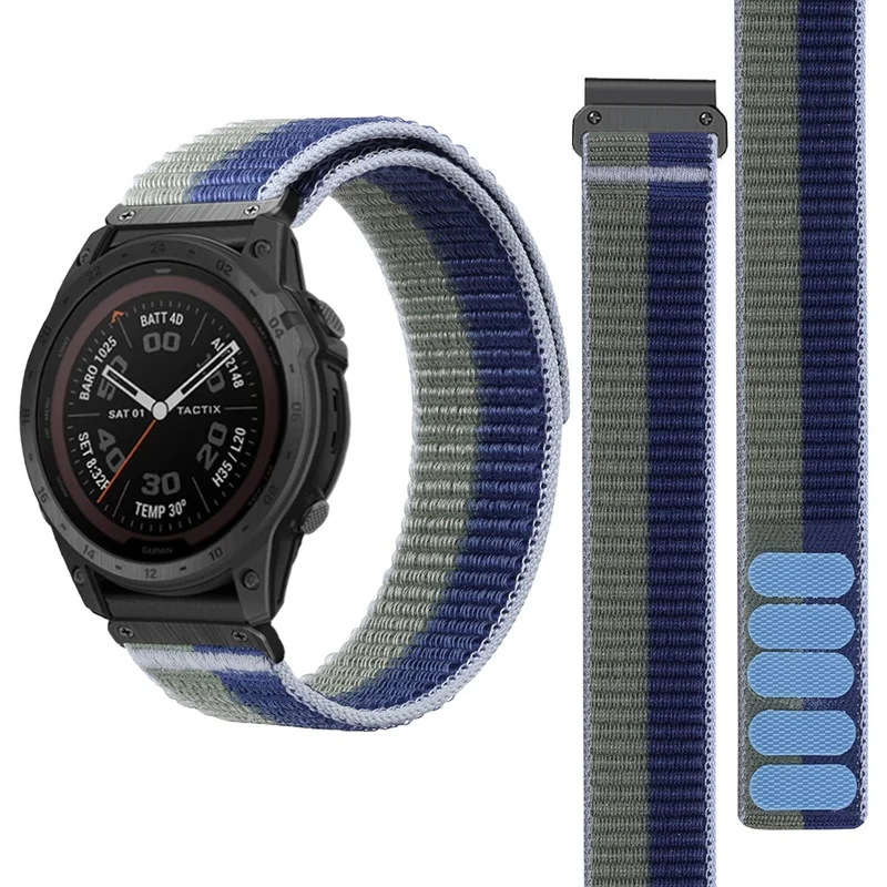 26mm nylon strap for Garmin watch - Black / Grey