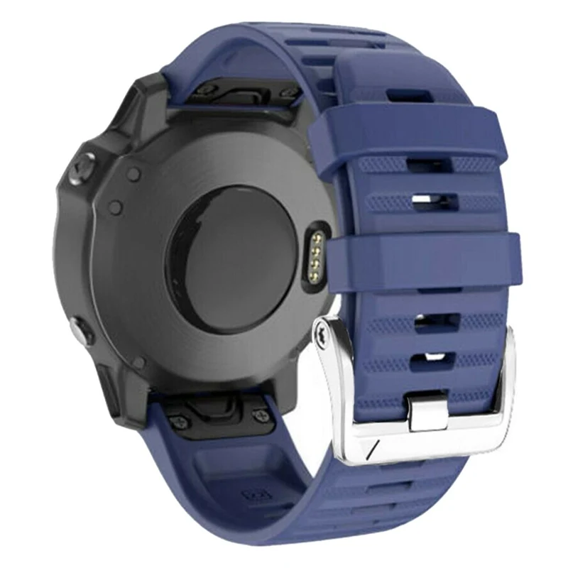 26mm silicone strap for Garmin watch with silver buckle - Sky Blue