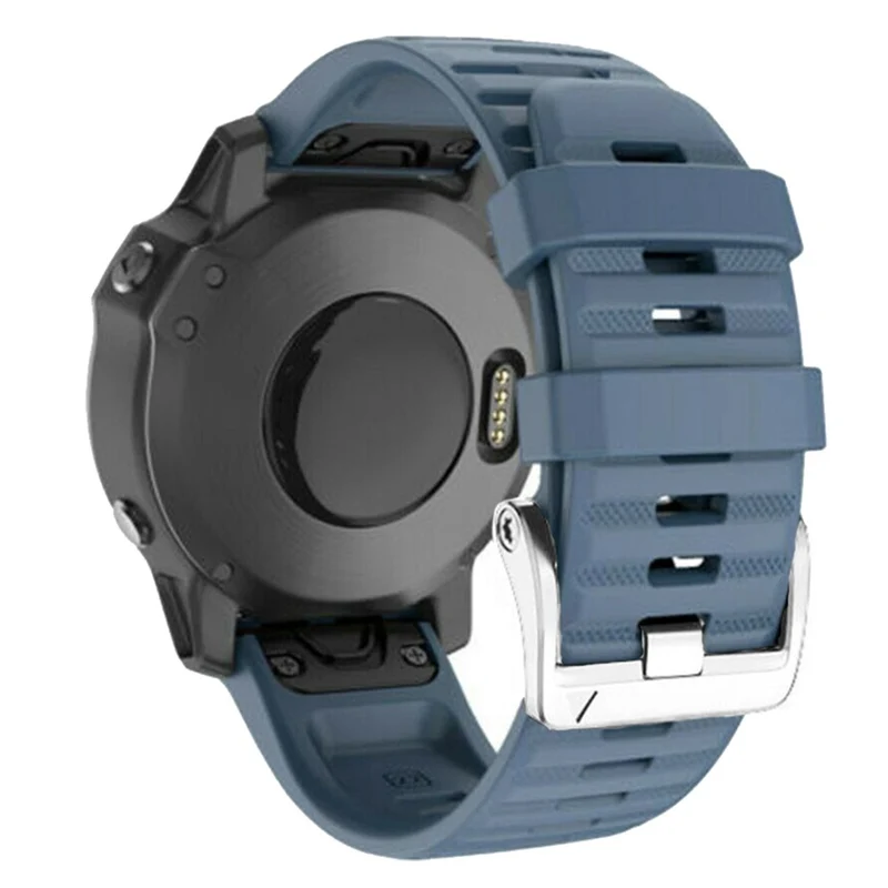 26mm silicone strap for Garmin watch with silver buckle - Sky Blue