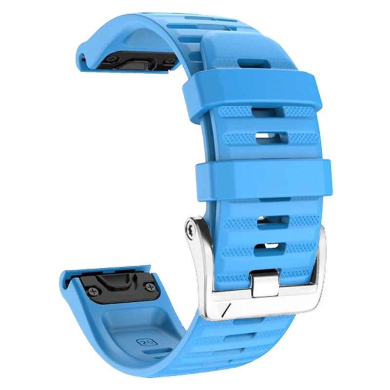 26mm silicone strap for Garmin watch with silver buckle - Sky Blue