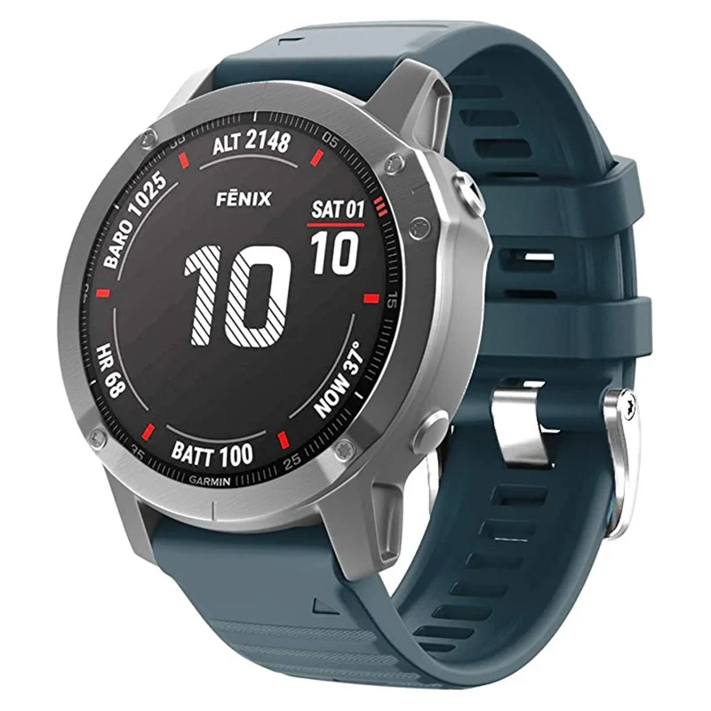 26mm silicone strap for Garmin watch with silver buckle - Sky Blue