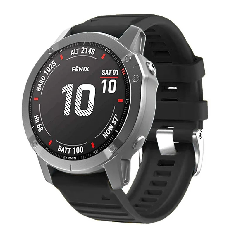 26mm silicone strap for Garmin watch with silver buckle - Sky Blue