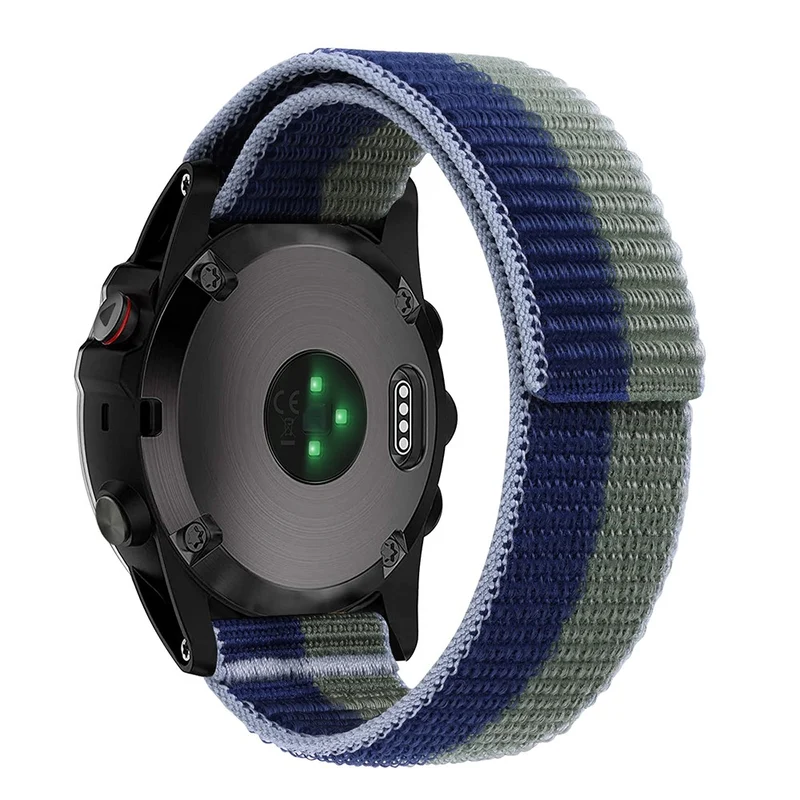 26mm nylon stitching style strap for Garmin watch - Blue / Black