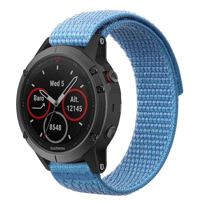 26mm nylon stitching style strap for Garmin watch - Blue / Black