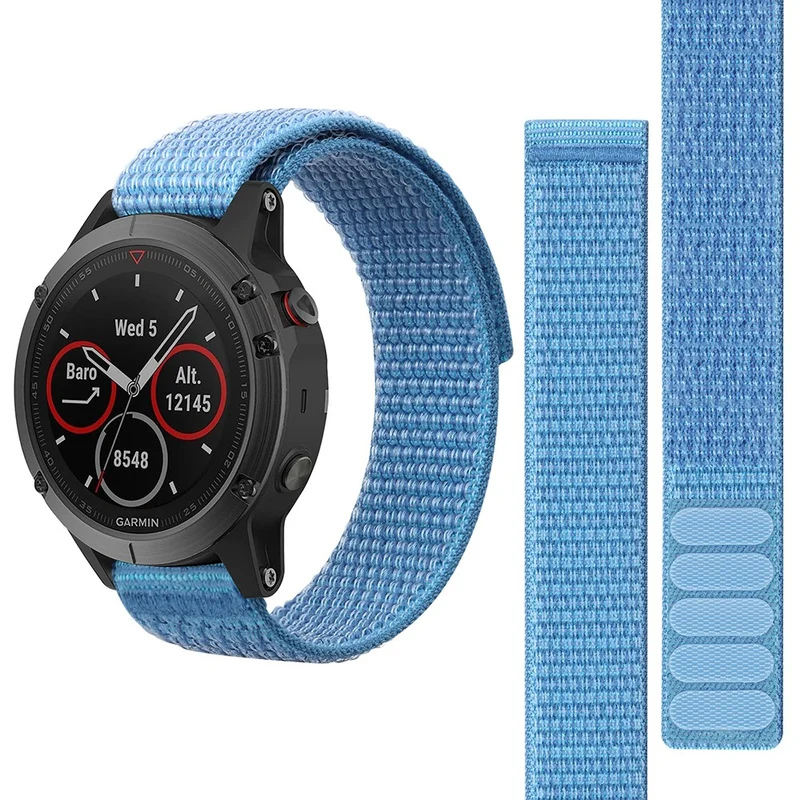 26mm nylon stitching style strap for Garmin watch - Blue / Black