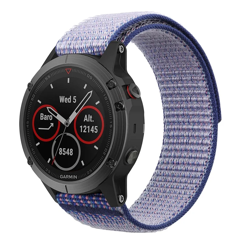 26mm nylon stitching style strap for Garmin watch - Blue / Black