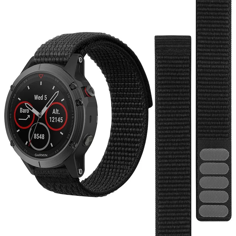 26mm nylon stitching style strap for Garmin watch - Blue / Black