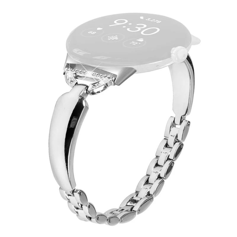 Rhinestone Bling D-Shaped Copper Bracelet Watch Strap