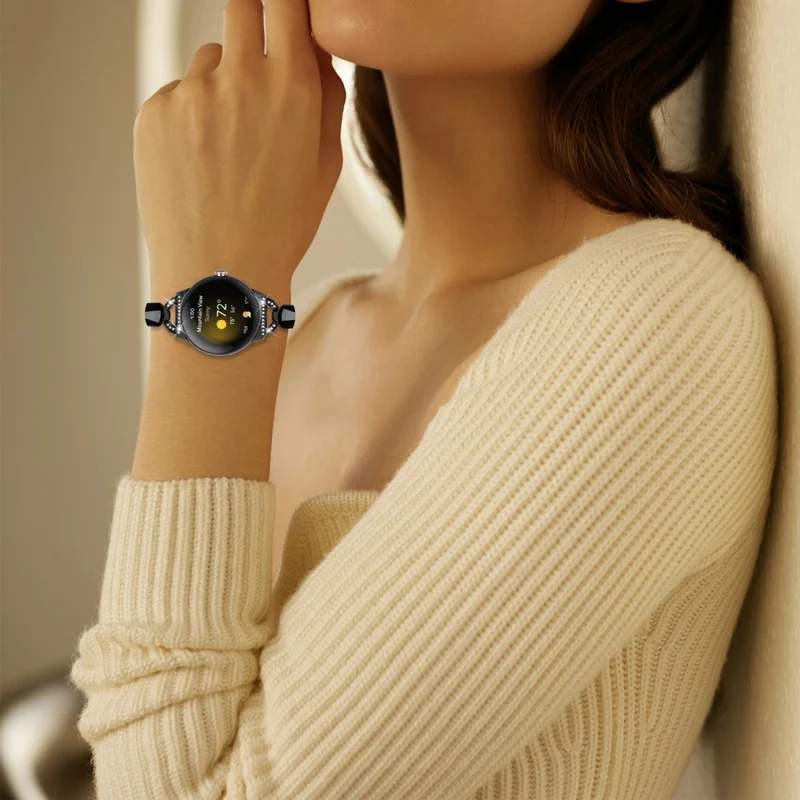Rhinestone Bling D-Shaped Copper Bracelet Watch Strap
