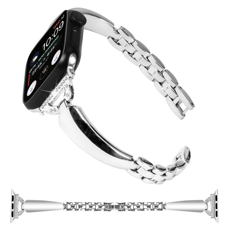 Rhinestone Decor Copper Bracelet - Black for Apple Watch Series 42mm 44mm 45mm