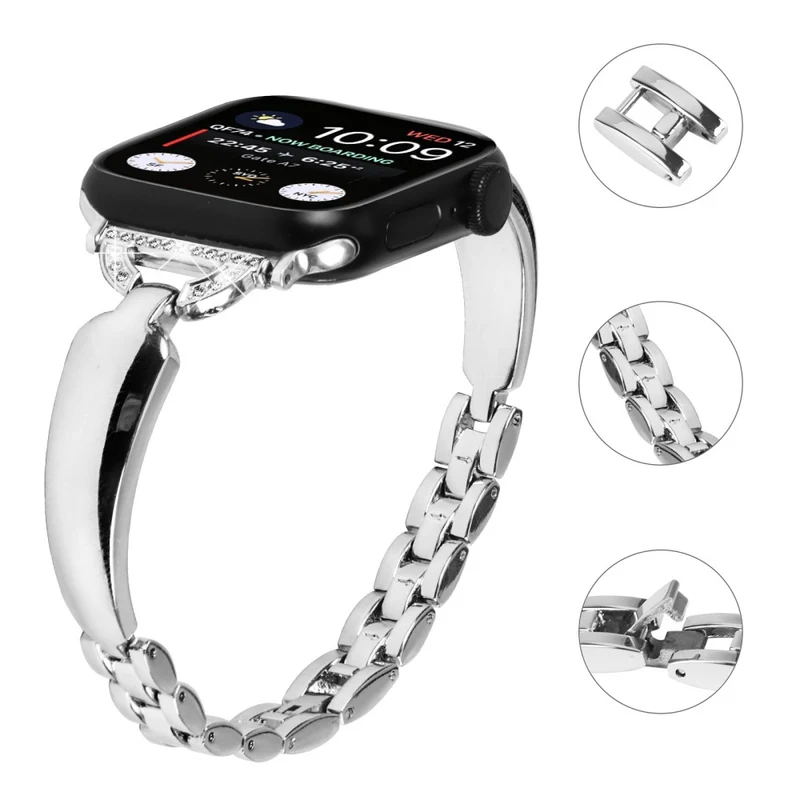 Rhinestone Decor Copper Bracelet - Black for Apple Watch Series 42mm 44mm 45mm