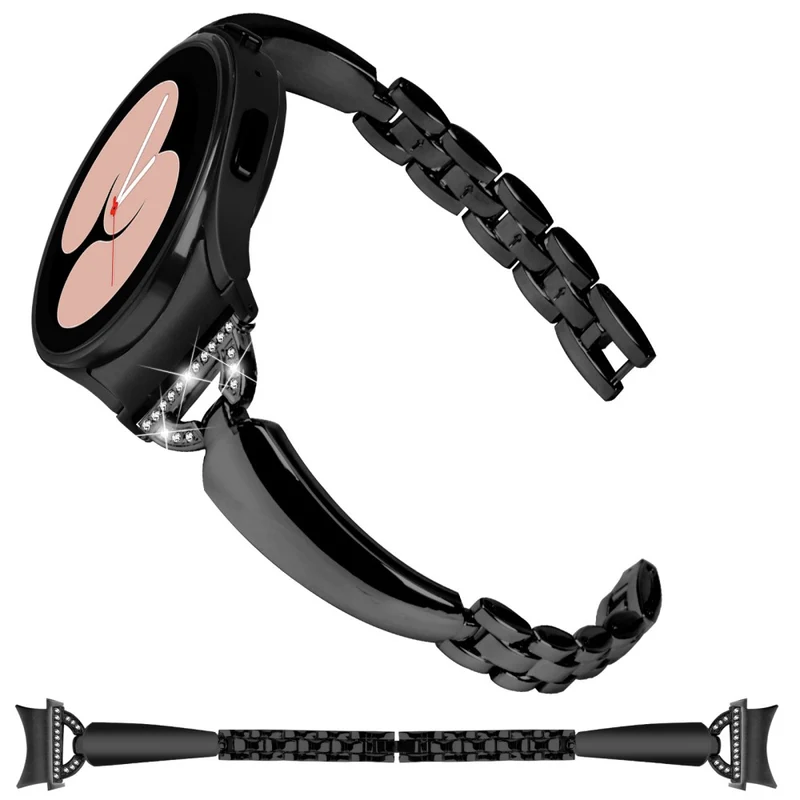D-Shaped Rhinestone Black Watch Band for Samsung Galaxy Watch 6 40mm and 44mm