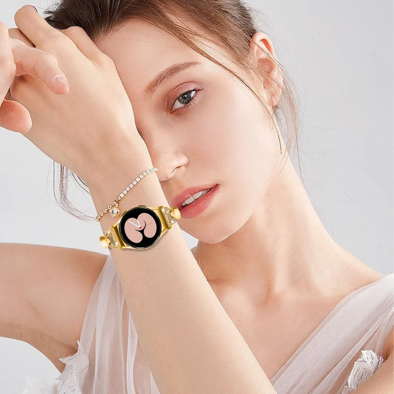 D-Shaped Rhinestone Black Watch Band for Samsung Galaxy Watch 6 40mm and 44mm