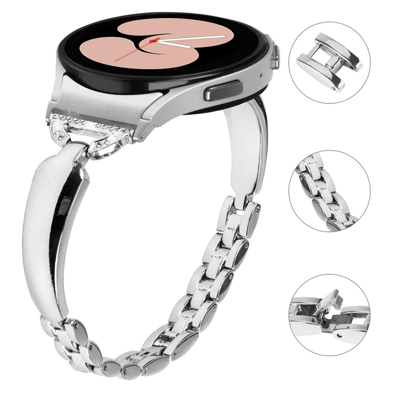 D-Shaped Rhinestone Black Watch Band for Samsung Galaxy Watch 6 40mm and 44mm