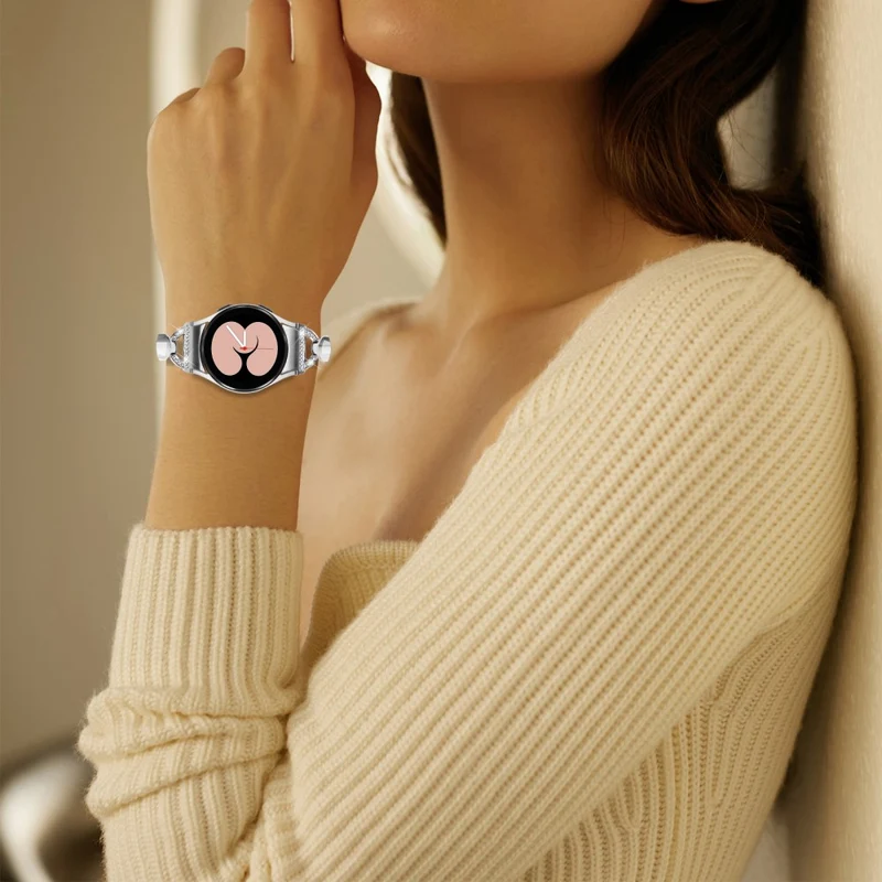 D-Shaped Rhinestone Black Watch Band for Samsung Galaxy Watch 6 40mm and 44mm