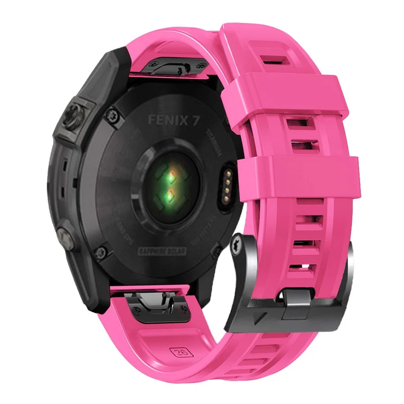 26mm silicone strap for Garmin watch with black buckle