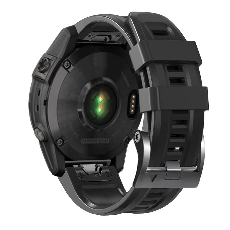 26mm silicone strap for Garmin watch with black buckle