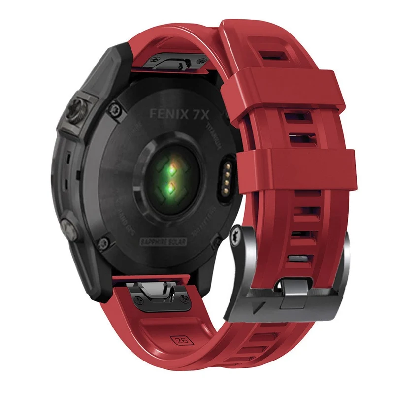 26mm silicone strap for Garmin watch with black buckle