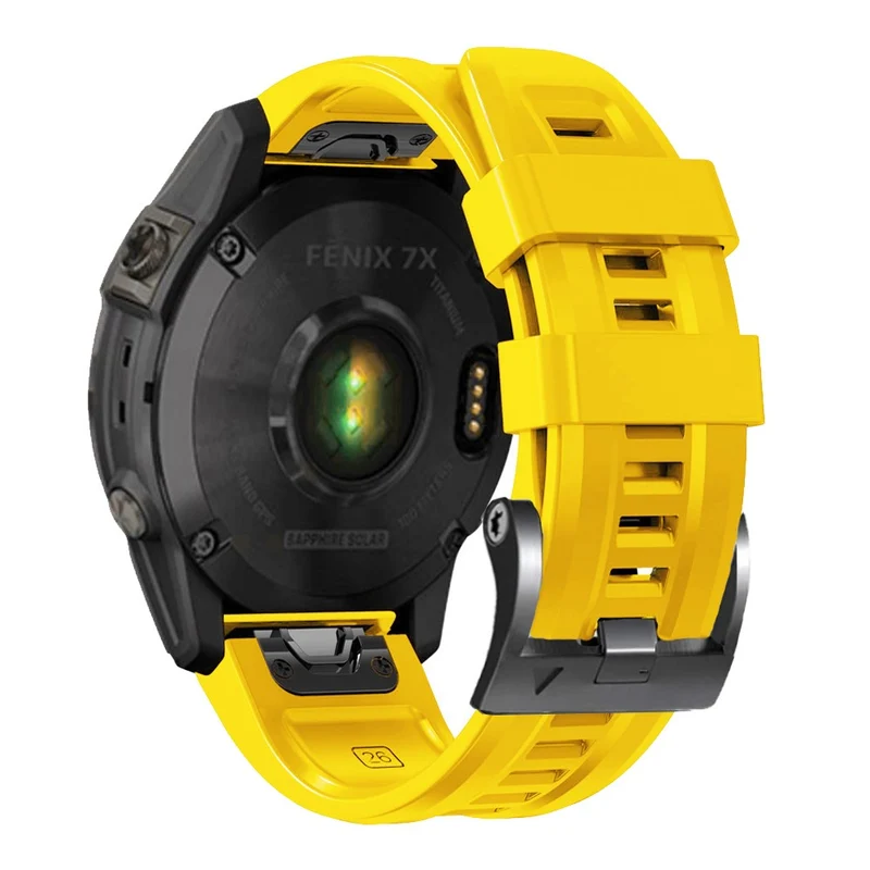 26mm silicone strap for Garmin watch with black buckle