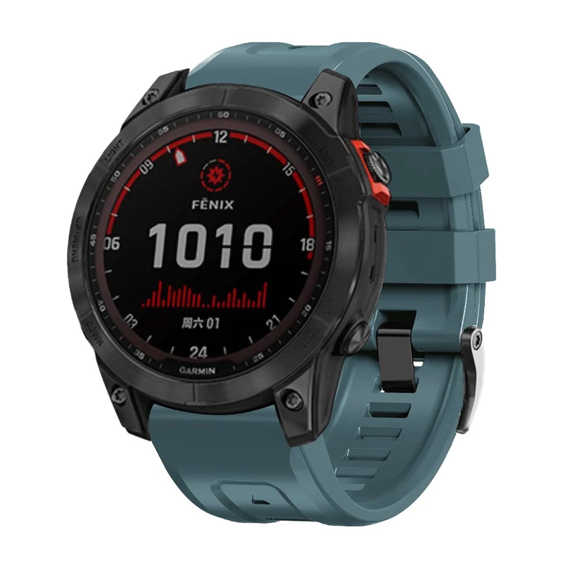 26mm silicone strap for Garmin watch with black buckle