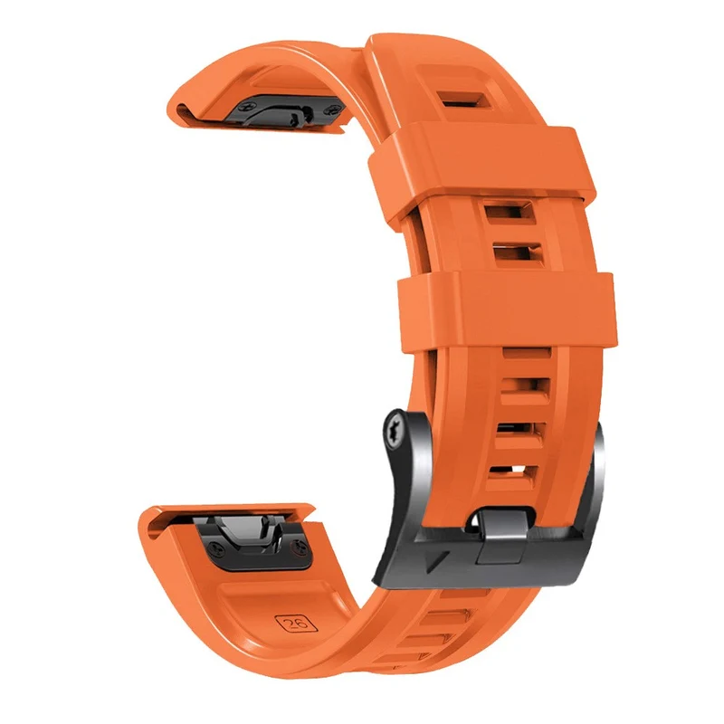 26mm silicone strap for Garmin watch with black buckle