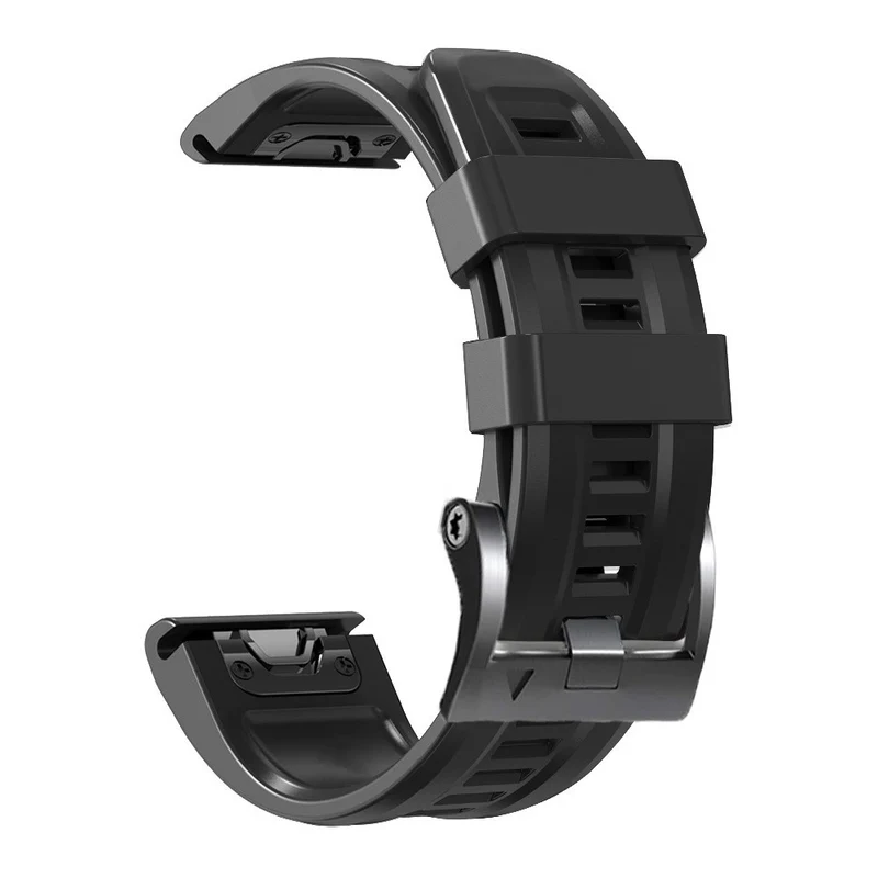 26mm silicone strap for Garmin watch with black buckle