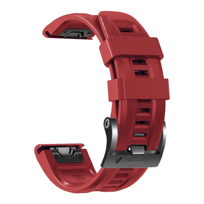 26mm silicone strap for Garmin watch with black buckle