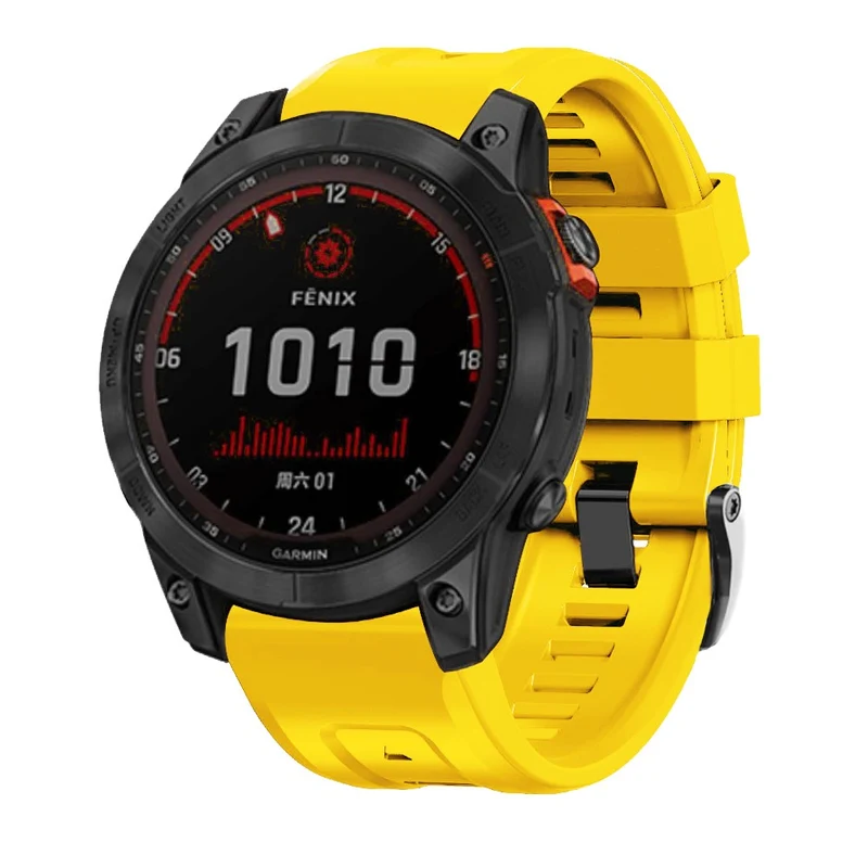 26mm silicone strap for Garmin watch with black buckle