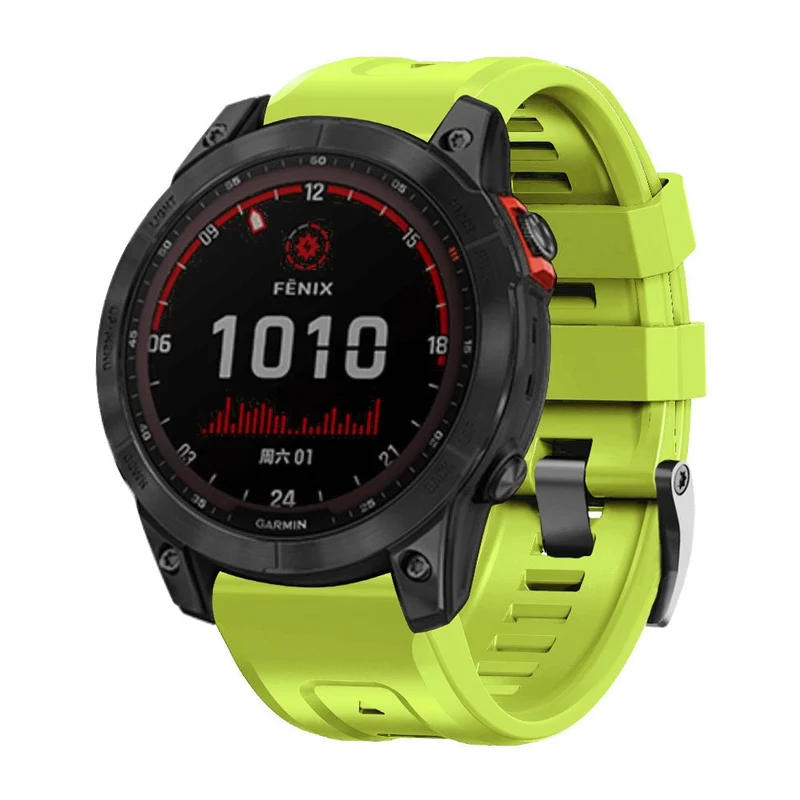 26mm silicone strap for Garmin watch with black buckle