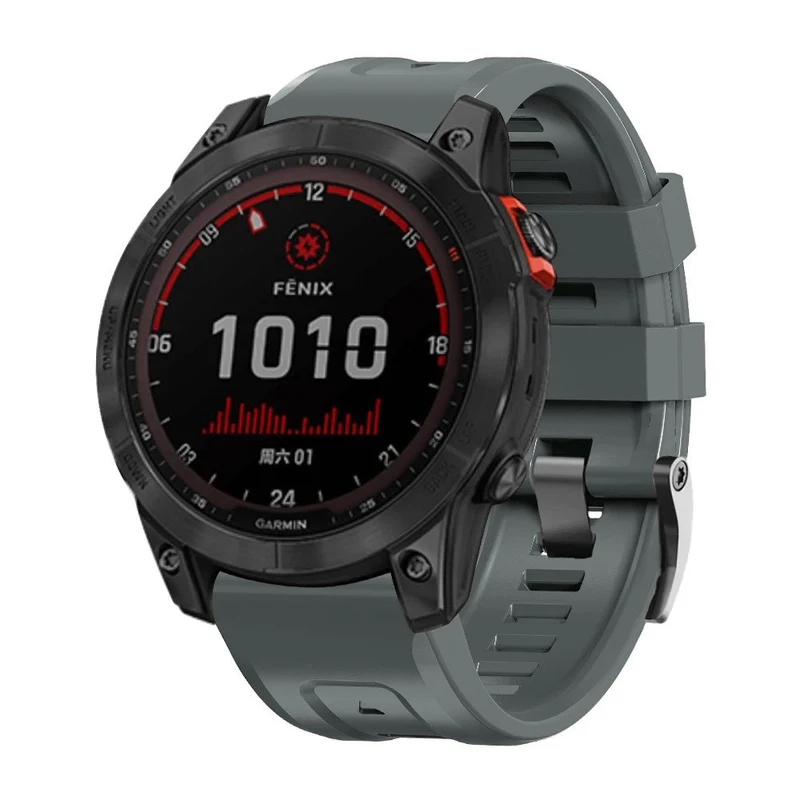 26mm silicone strap for Garmin watch with black buckle
