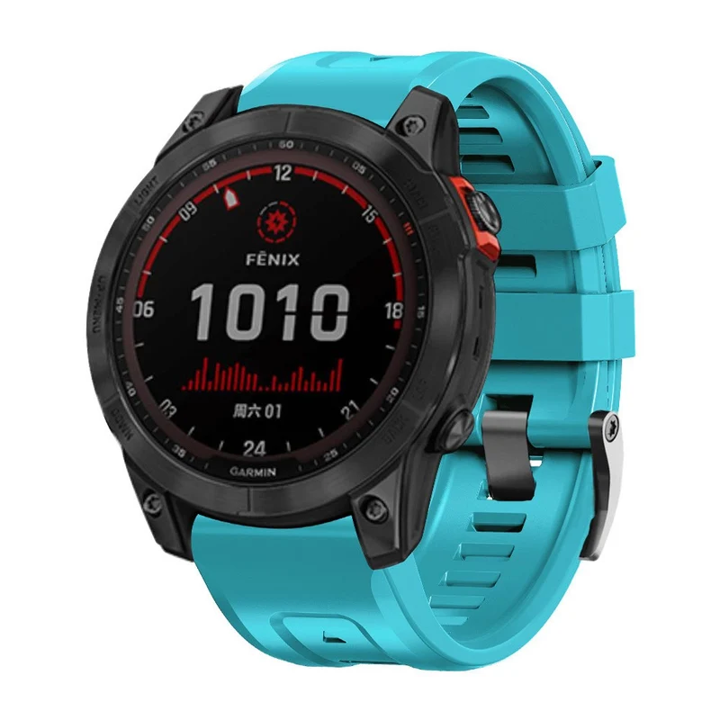 26mm silicone strap for Garmin watch with black buckle
