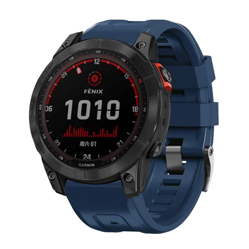 26mm silicone strap for Garmin watch with black buckle