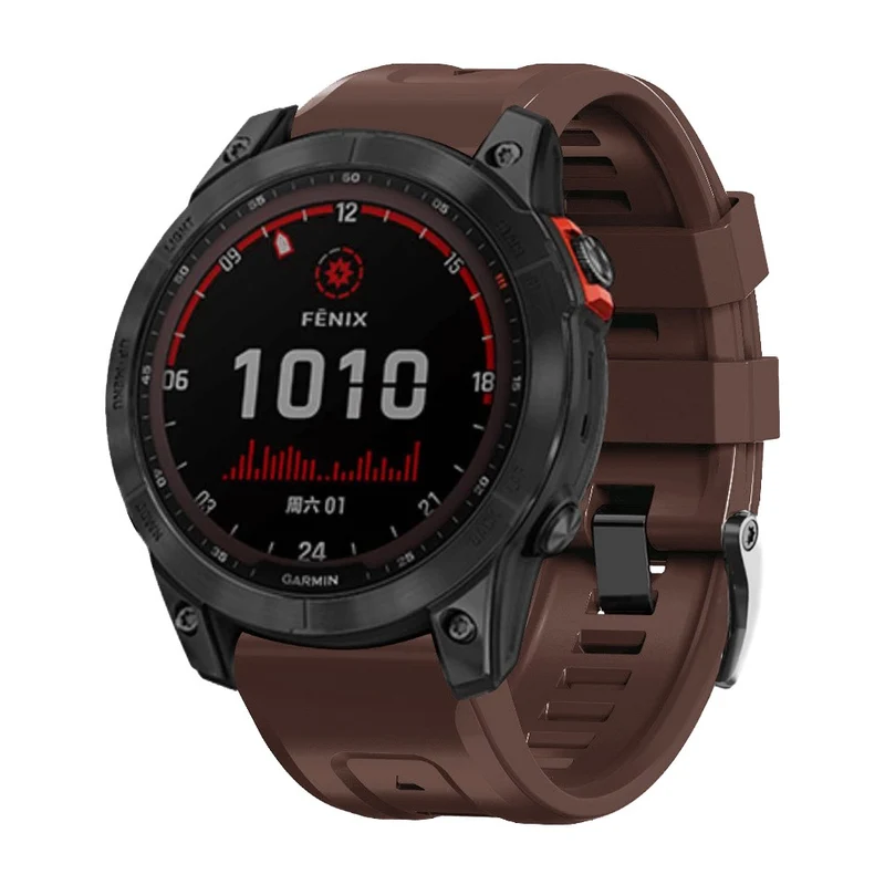 26mm silicone strap for Garmin watch with black buckle