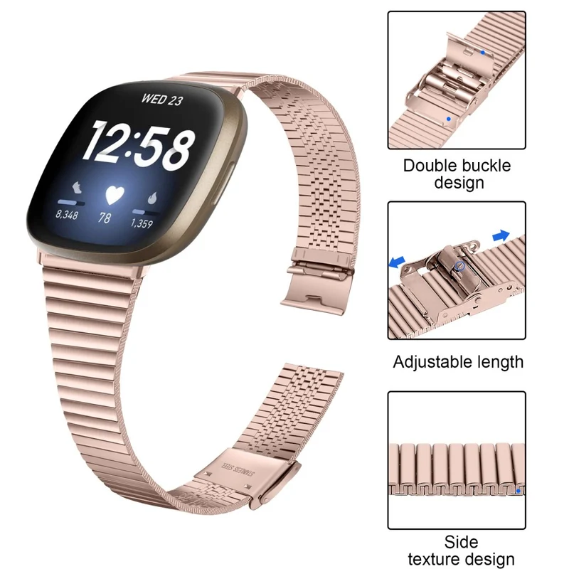 Fitbit Sense 2 / Versa 4 stainless steel strap - Pink Gold