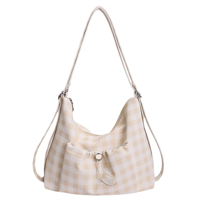 Gingham-Print Schlapp Schultertasche