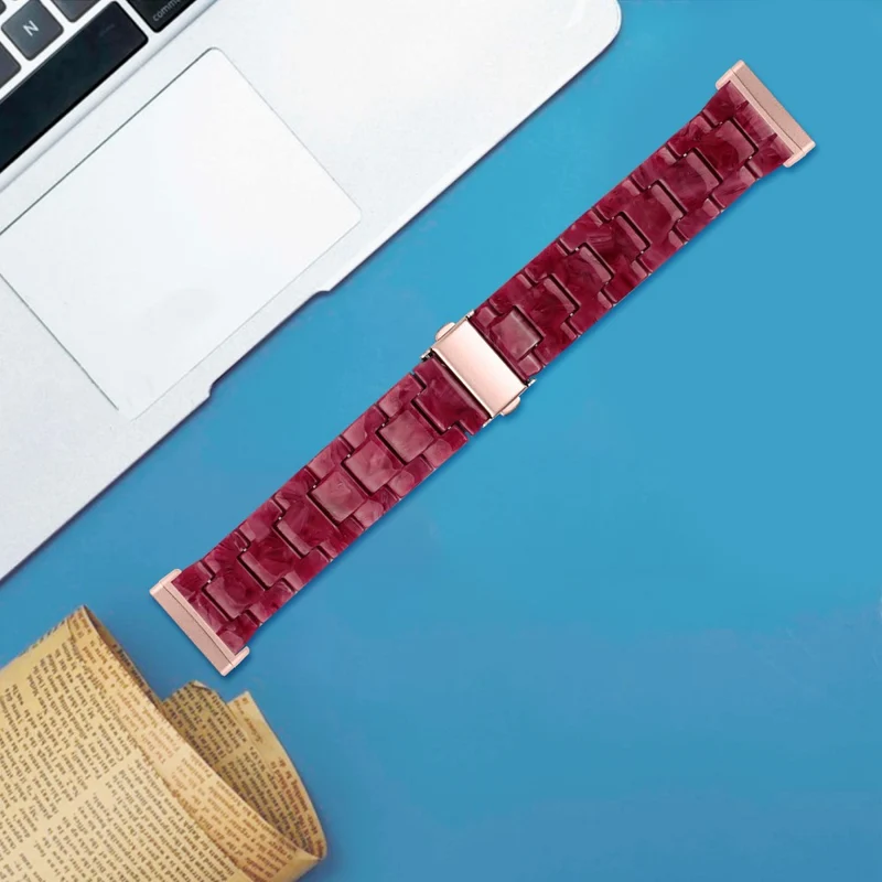 Fitbit Sense 2 / Versa 4 resin style strap - Marble / Red