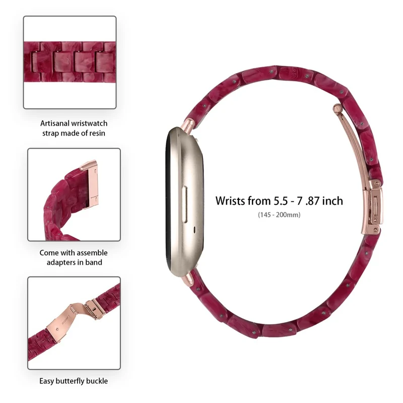 Fitbit Sense 2 / Versa 4 resin style strap - Marble / Red