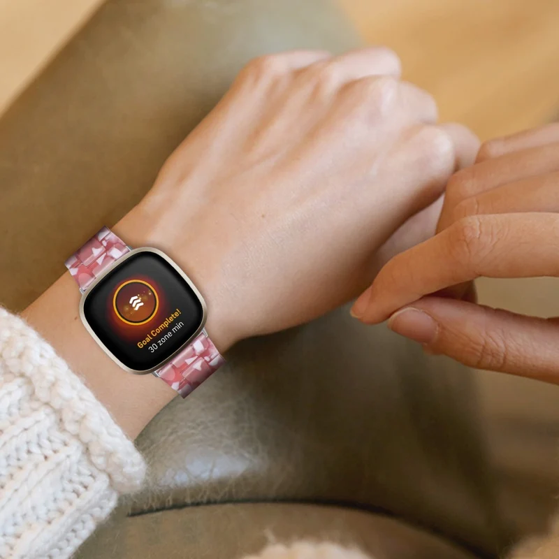 Fitbit Sense 2 / Versa 4 resin style strap - Marble / Red