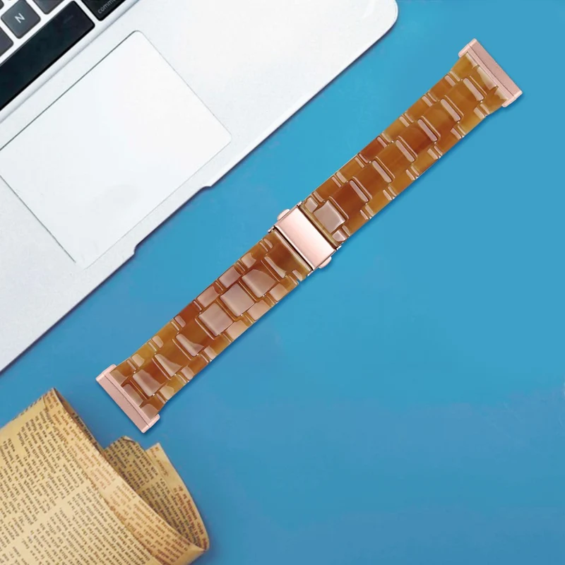 Fitbit Sense 2 / Versa 4 resin style strap - Marble / Red